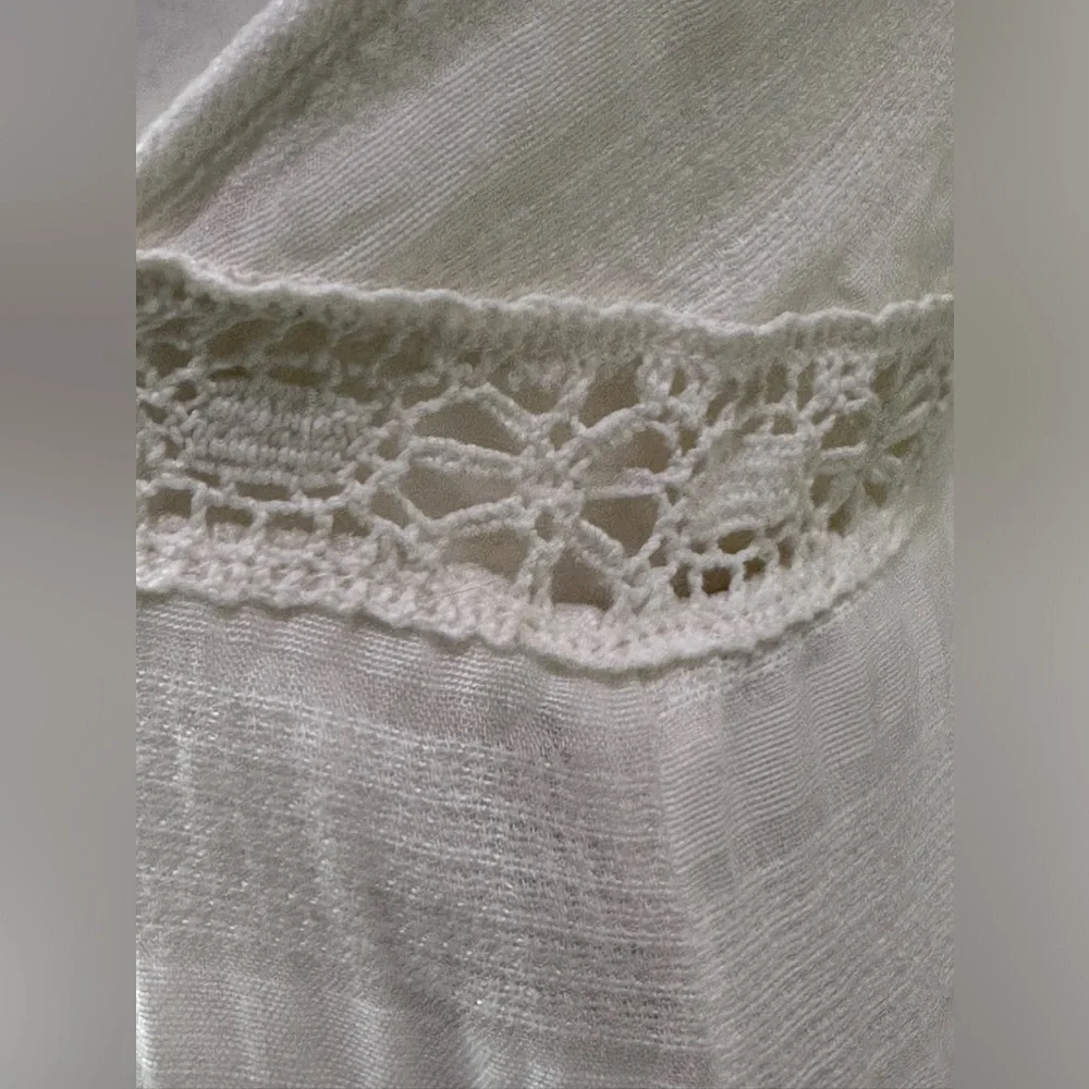 Ella Moss Long White Linen Maxi Halter Summer Dress Lace Detail Size 4 - Picture 10 of 11